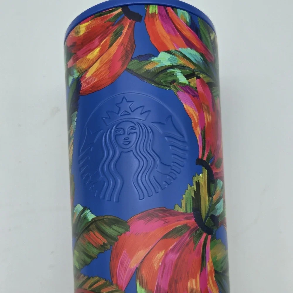 New‎ Farm Rio + Starbucks Blue Banana Vibrant Stainless Cold Cup Tumbler 24 oz